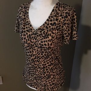 Victoria’s Secret PINK Leopard Print V Neck Tee